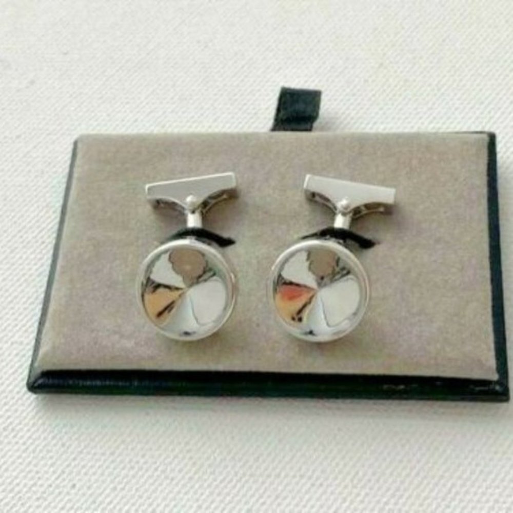 Massimo Dutti Engraved Logo  Round Cufflinks Silver